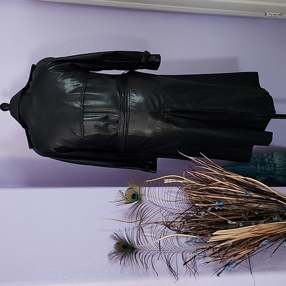 EUC Georgetown Leather Design Vintage Collared Belt Trenchcoat Size 9/10 - Picture 5 of 16